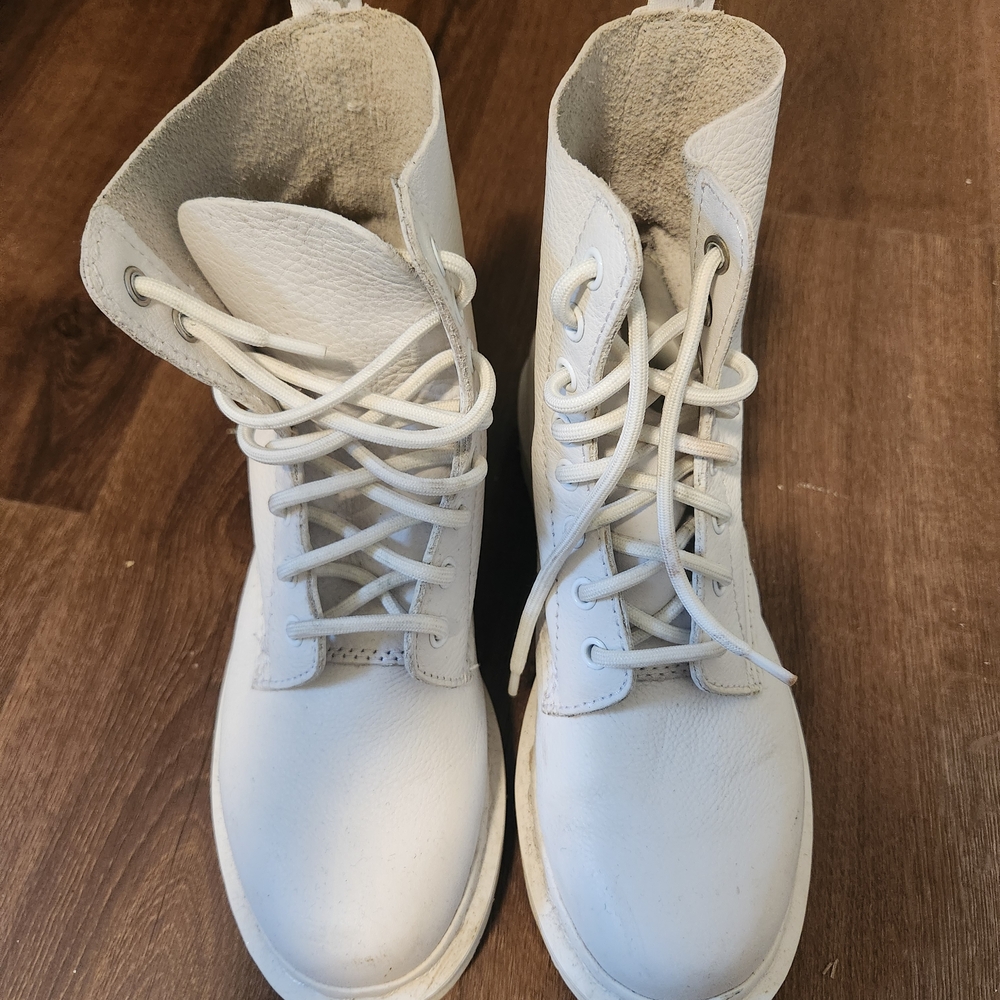 Dr. Martens Cream Lace-Up Boots